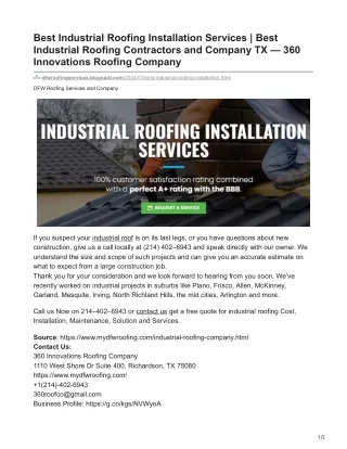 Best Industrial Roofing Installation Services  Best Industrial Roofing Contractors and Company TX