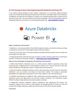 Azure Databricks Training | Azure Data Engineering Training in Ameerpet