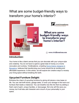 What are some budget-friendly ways to transform your home's interior