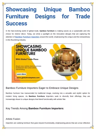 Showcasing Unique Bamboo Furniture Designs for Trade Success