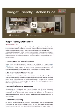 Budget Friendly Kitchen Price