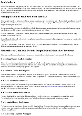 Mencari Situs Judi Bola Terbaik dengan Bonus Menarik di Indonesia