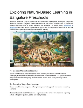 Exploring Nature-Based Learning in Bangalore Preschools