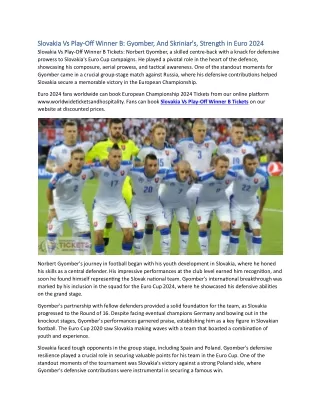 Slovakia Vs Play-Off Winner B Gyomber, And Skriniar's, Strength in Euro 2024