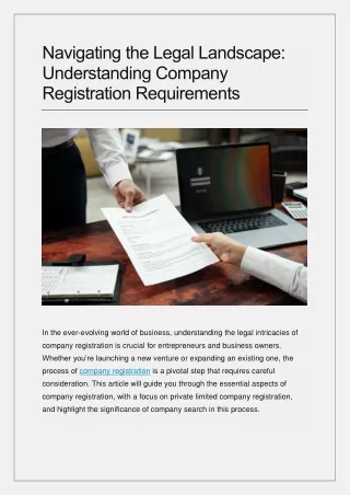 Navigating the Legal Landscape: Understanding Company Registration Requirements