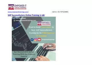 SAP Successfactors Online Training in UK