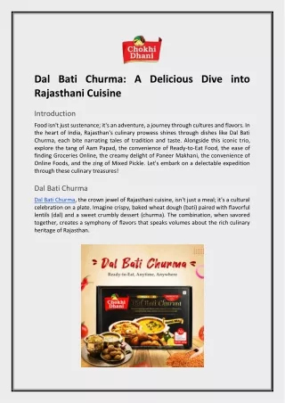 Dal Bati Churma: A Delicious Dive into Rajasthani Cuisine