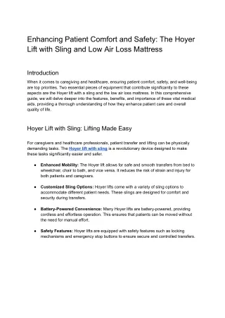 Enhancing Patient Comfort and Safety_ The Hoyer Lift with Sling and Low Air Loss Mattress