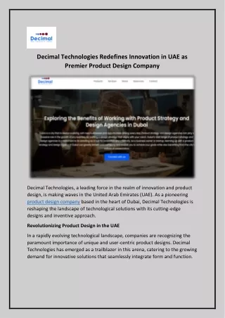 Product Design Company in UAE - Decimal Technology