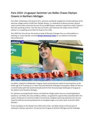 Paris 2024 Uruguayan Swimmer Leo Nolles Chases Olympic Dreams in Northern Michigan