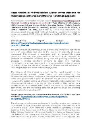 Pharmaceutical Storage and Material Handling Equipment Market