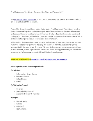 Fecal Calprotectin Test Market