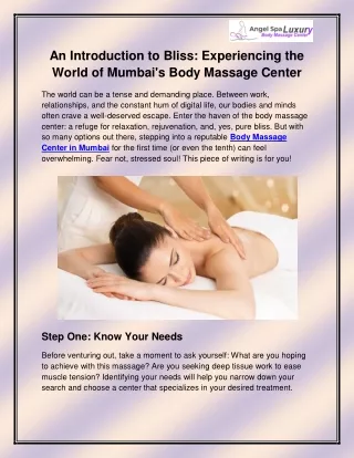 Massage center in Andheri East