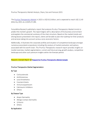 Pruritus Therapeutics Market