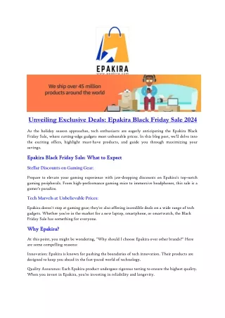 Epakira Black Friday Grab Exclusive Offers & Discounts at Epakira