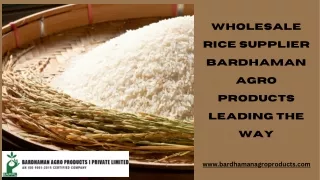 Wholesale Rice Supplier Bardhaman Agro Products Leading the Way