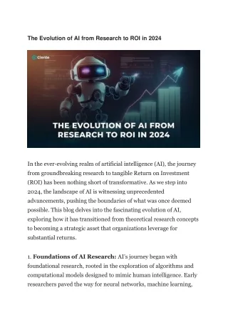 The Evolution of AI from Research to ROI in 2024