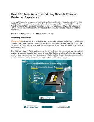 How POS Machines Streamlining Sales & Enhance Customer Experience