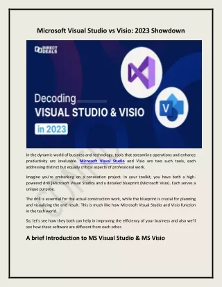 Microsoft Visio vs Visual Studio