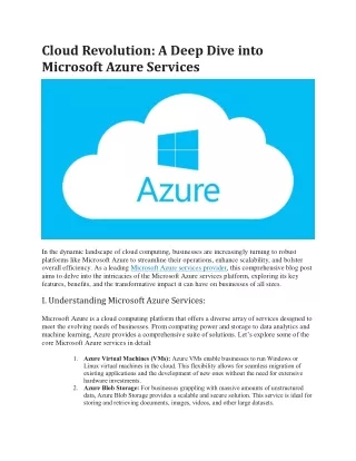 Cloud Revolution: A Deep Dive into Microsoft Azure Services