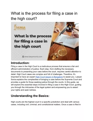 What is the process for filing a case in the high court