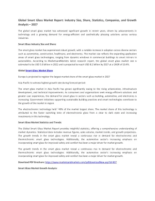 Global Smart Glass Market Industry Size, Share &amp; Analysis Report, 2030