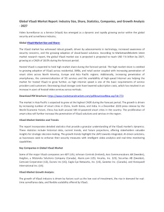 Global VSaaS Market Report: Industry Size, Share, Statistics, Companies
