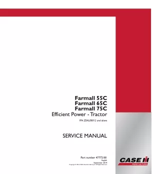 CASE IH Farmall 75C Efficient Power - Tractor Service Repair Manual (PIN ZDAL00012 and above)