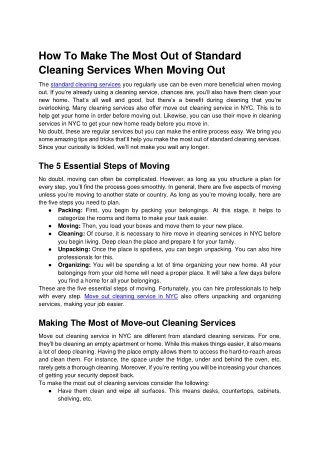 How To Make The Most Out of Standard Cleaning Services When Moving Out