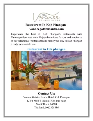 Restaurant In Koh Phangan | Vanneegoldensands.com