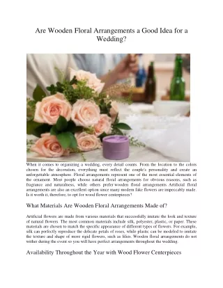 Are Wooden Floral Arrangements a Good Idea for a Wedding