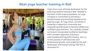 Best yoga teacher training in Bali