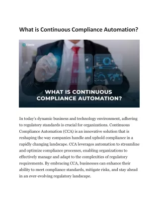 What is Continuous Compliance Automation