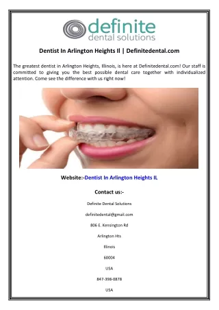 Dentist In Arlington Heights Il  Definitedental.com