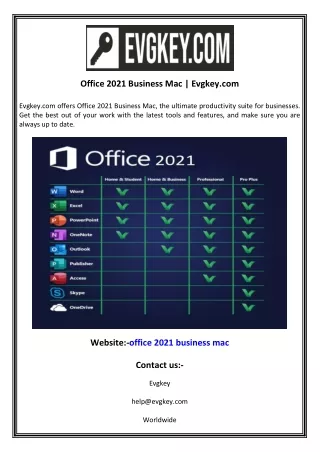 Office 2021 Business Mac  Evgkey.com