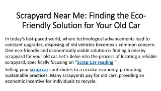 Scrapyard Near Me Finding the Eco-Friendly Solution for Your Old Car