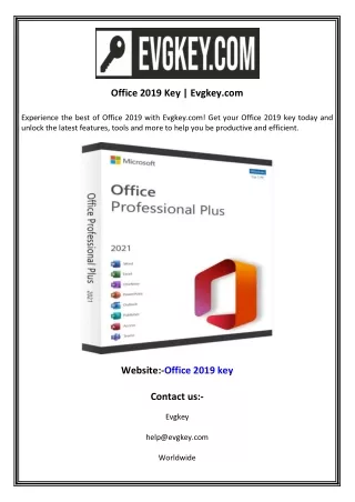 Office 2019 Key  Evgkey.com