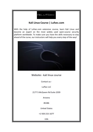 Kali Linux Course  Lufsec.com