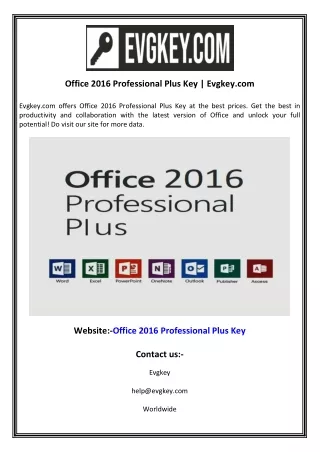 Office 2016 Professional Plus Key  Evgkey.com