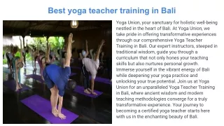 Yoga teacher training in Bali