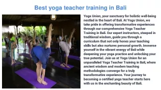 Yoga teacher training in Bali