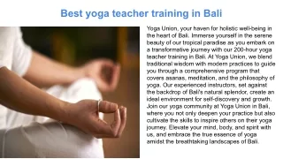 200 hour yoga teacher training in Bali