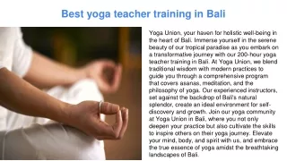 200 hour yoga teacher training in Bali