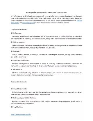 A Comprehensive Guide to Hospital Instruments