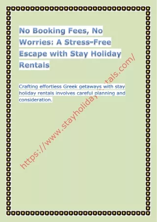No Booking Fees, No Worries A Stress-Free Escape with Stay Holiday Rentals