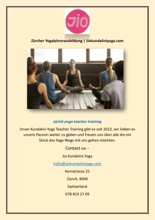 Zürcher Yogalehrerausbildung | Jiokundaliniyoga.com