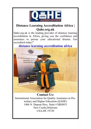 Distance Learning Accreditation Africa  Qahe.org.uk