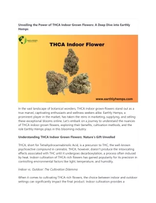 Unveiling the Power of THCA Indoor Grown Flowers