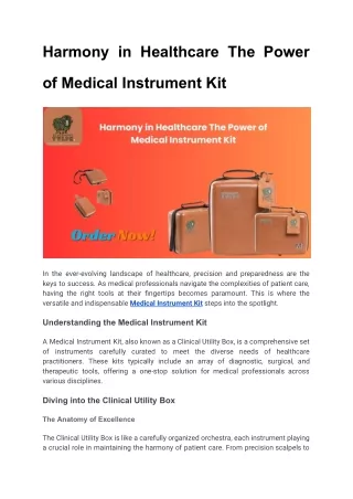 Harmony in Healthcare The Power of Medical Instrument Kit