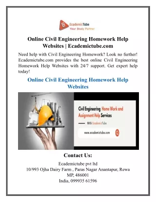 Online Civil Engineering Homework Help Websites Ecademictube